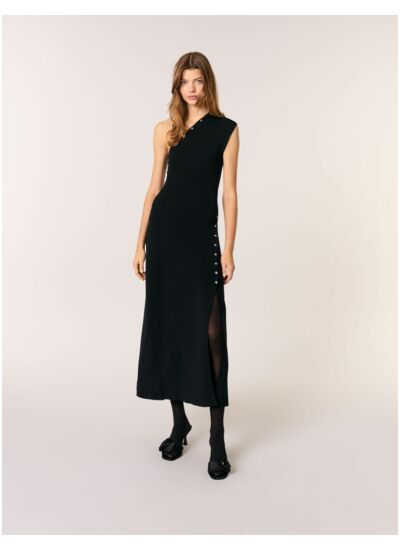 Robe longue en maille asymétrique