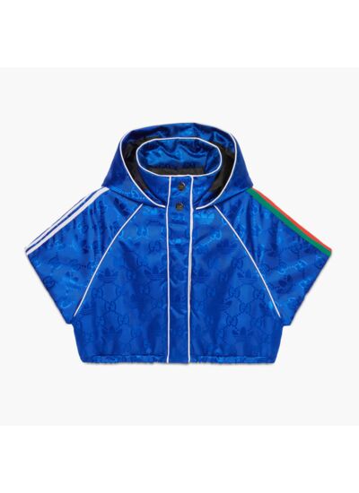 Gucci Cropped Jacket - Trefoil Nylon - Bleu