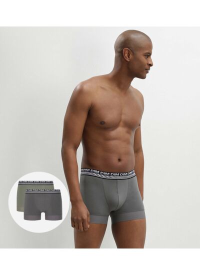 Lot de 2 boxers homme en coton extensible Vert Olive Stay and Fit
