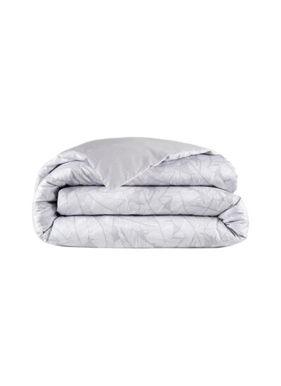 Lacoste - Housse de couette en satin de coton lavé gris, L Leaf