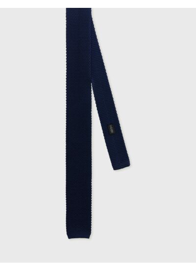 Cravate 6,5cm en tricot de soie uni marine