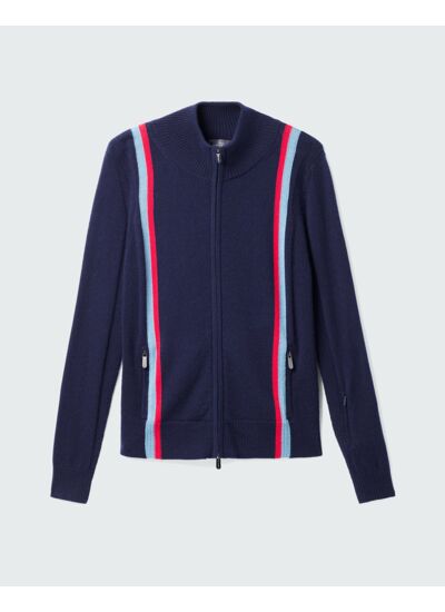 Veste zippée col montant à rayures - Femme - MARINE