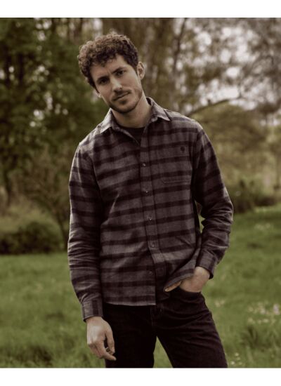 Chemise marron & bleu marine