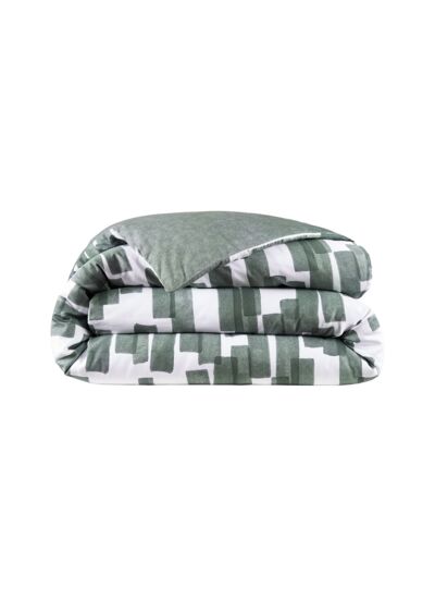 Lacoste - Housse de couette en satin de coton lavé vert, L Stamp