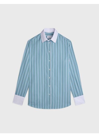 Chemise oversize Mathilde rayée verte