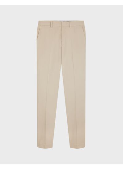 Chino maxence en twill de coton uni beige clair