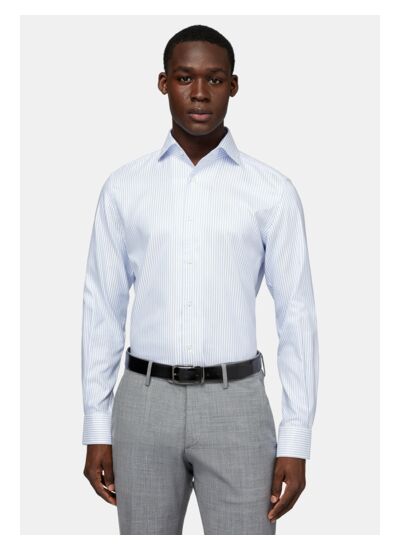 Chemise Rayée En Coton Dobby Regular Fit