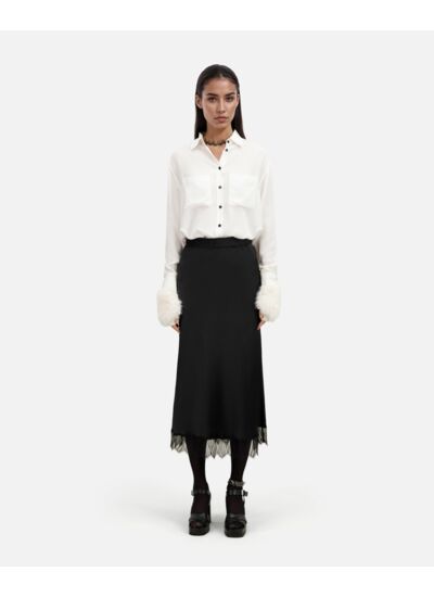 Jupe Longue Avec Détails En Dentelle Noire Femme