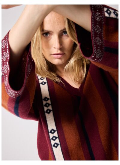 Pull cachemire Swanel POURPRE/ACAJOU