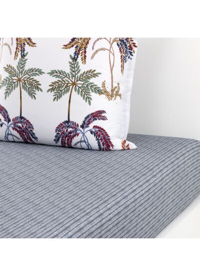 Olivier Desforges - Drap housse en percale de coton bleu, Ispahan