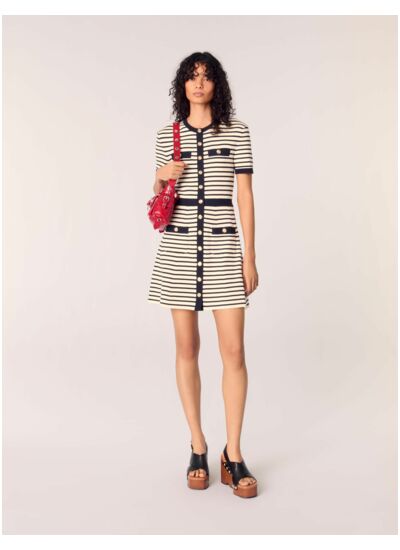 Robe courte en maille côtelée