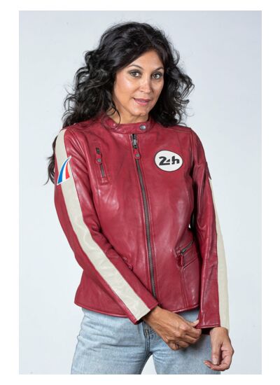 Blouson Cuir 24h Le Mans Femme Amanda rouge