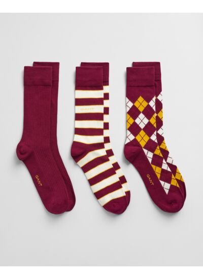 3-Pack Argyle & Striped Socks