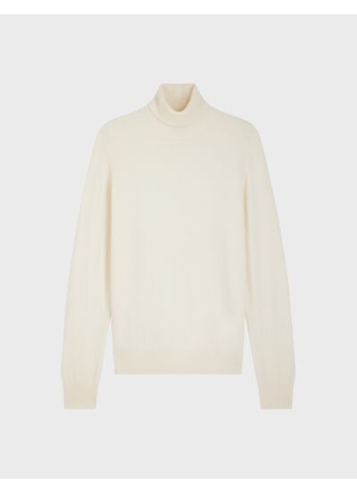 Pull col roulé giovani en laine et cachemire uni ecru