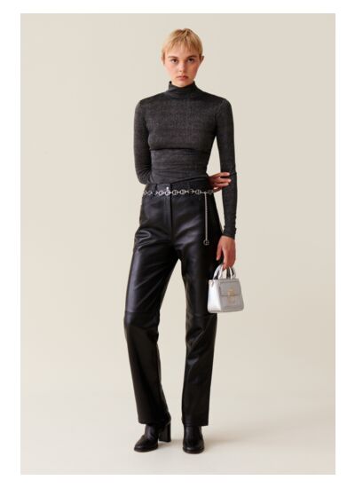 Sous-pull jersey brillant col haut