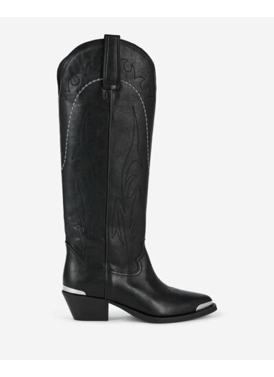 Bottes Western En Cuir Noir