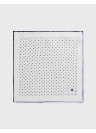 Pochette à motifs points marine en soie blanc