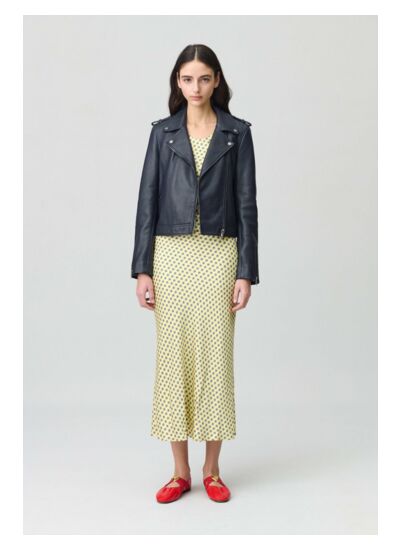 Veste cuir grainé noir