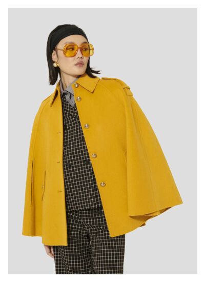 Manteau Majorelle-Jaune Citron en Laine