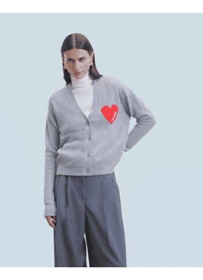 Pull Cardigan Coeur Léger