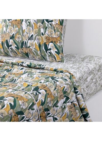 Olivier Desforges - Drap plat en satin de coton lavé vert, Mr Khan