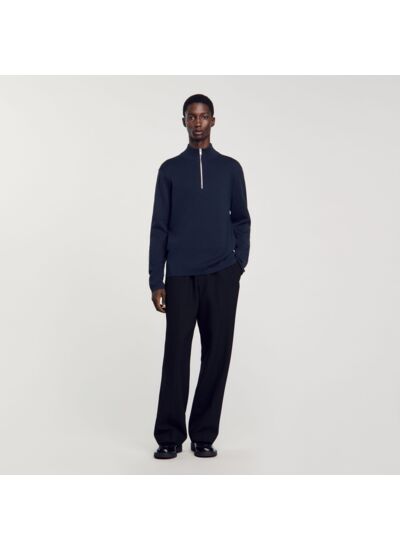 Pull en laine à col zippé