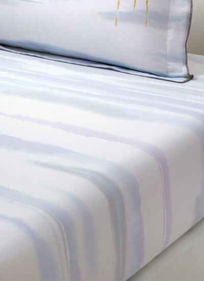 Yves Delorme - Drap housse en batiste de coton bleu, Horizons