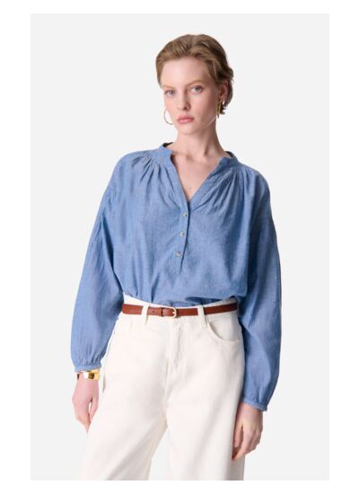 BLOUSE COL V 100% coton