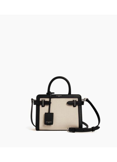 Petit sac à main Emilie en toile coton et cuir lisse