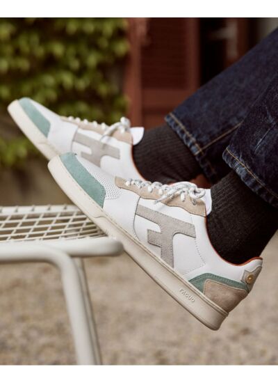 Baskets basses blanches & bleu océan