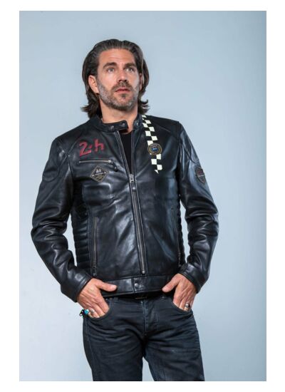 Blouson cuir 24H le mans Edgar noir