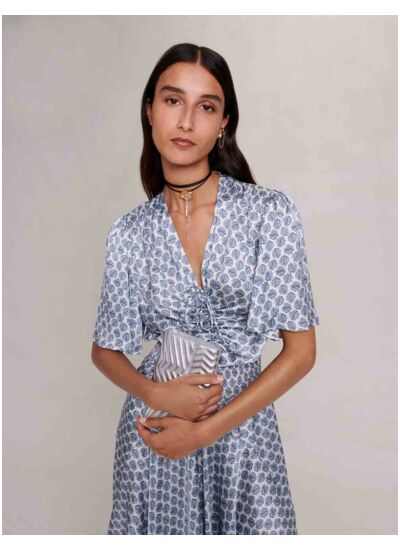 Robe longue asymétrique satinée