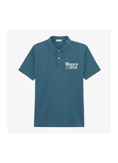 Polo piqué manches courtes en coton Blanco 1958 bleu