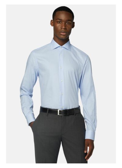 Chemise Bleu Clair En Coton Dobby Slim Fit