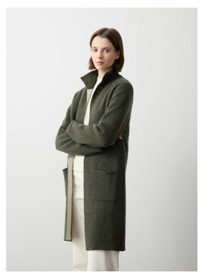 Cardigan ouvert en drap de laine