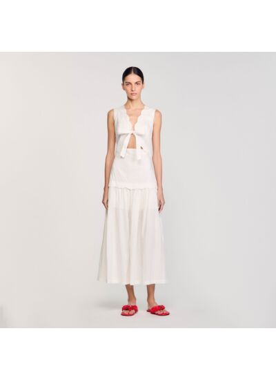 Robe longue froissée à nœud