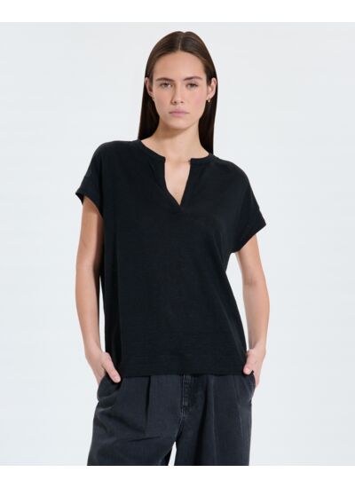 Top en lin noir