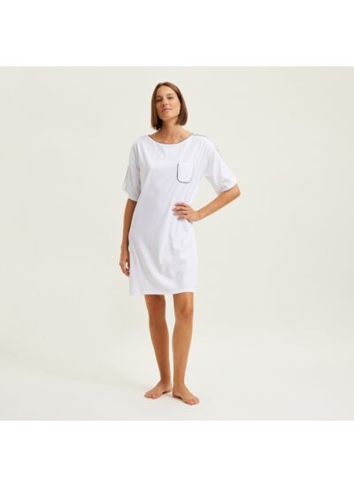 - Chemise de nuit courte col bateau en jersey, Anafi