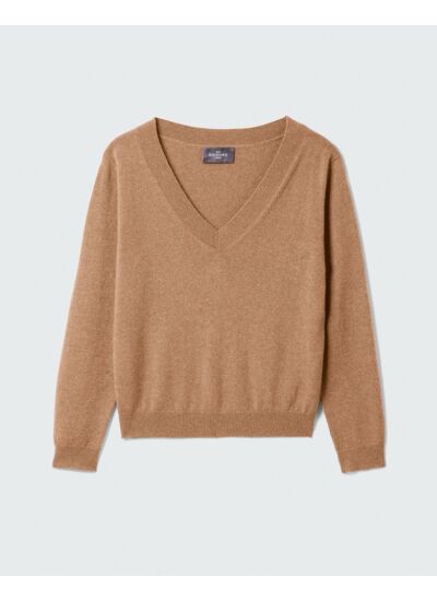 Pull V court - Femme - CARAMEL