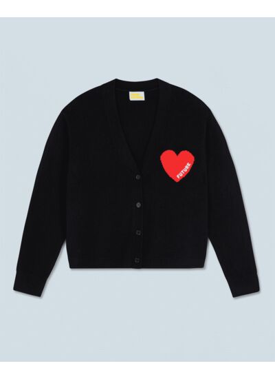 Pull Cardigan Coeur Léger