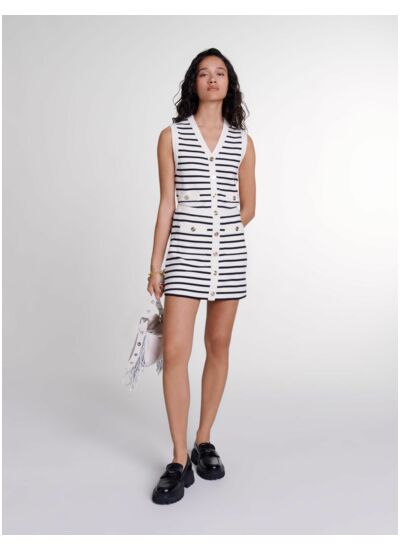 Jupe courte en maille à rayures