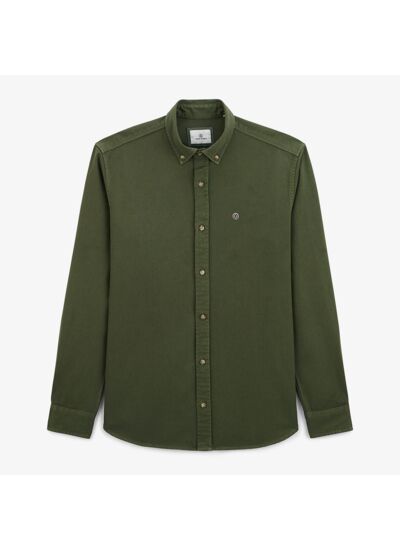 Chemise épaisse en coton unie vert militaire