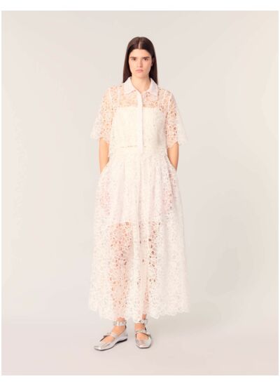 Chemise courte en guipure à fleurs