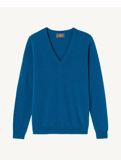 Pull col V classique - Femme - BLEU PAON