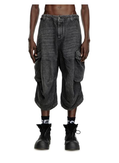 Short long en denim avec poches cargo