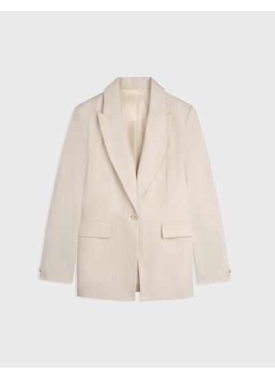 Blazer Lyvia en coton et lin écru