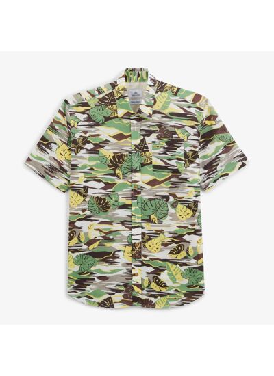 Chemise manches courtes regular yuzu imprimé feuilles