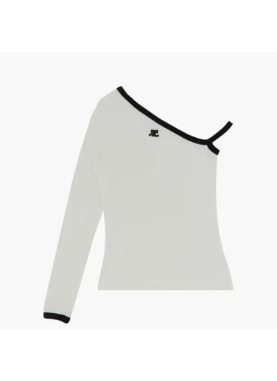 Courrèges T-Shirt Heritage Asymmetric Blanc