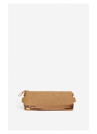 Trousse Ecolier En Lin & Sequins