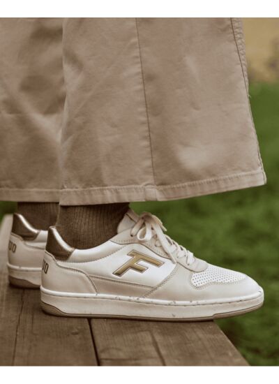 Baskets blanches & or